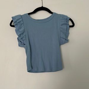 Blue Zara ruffle sleeve tee